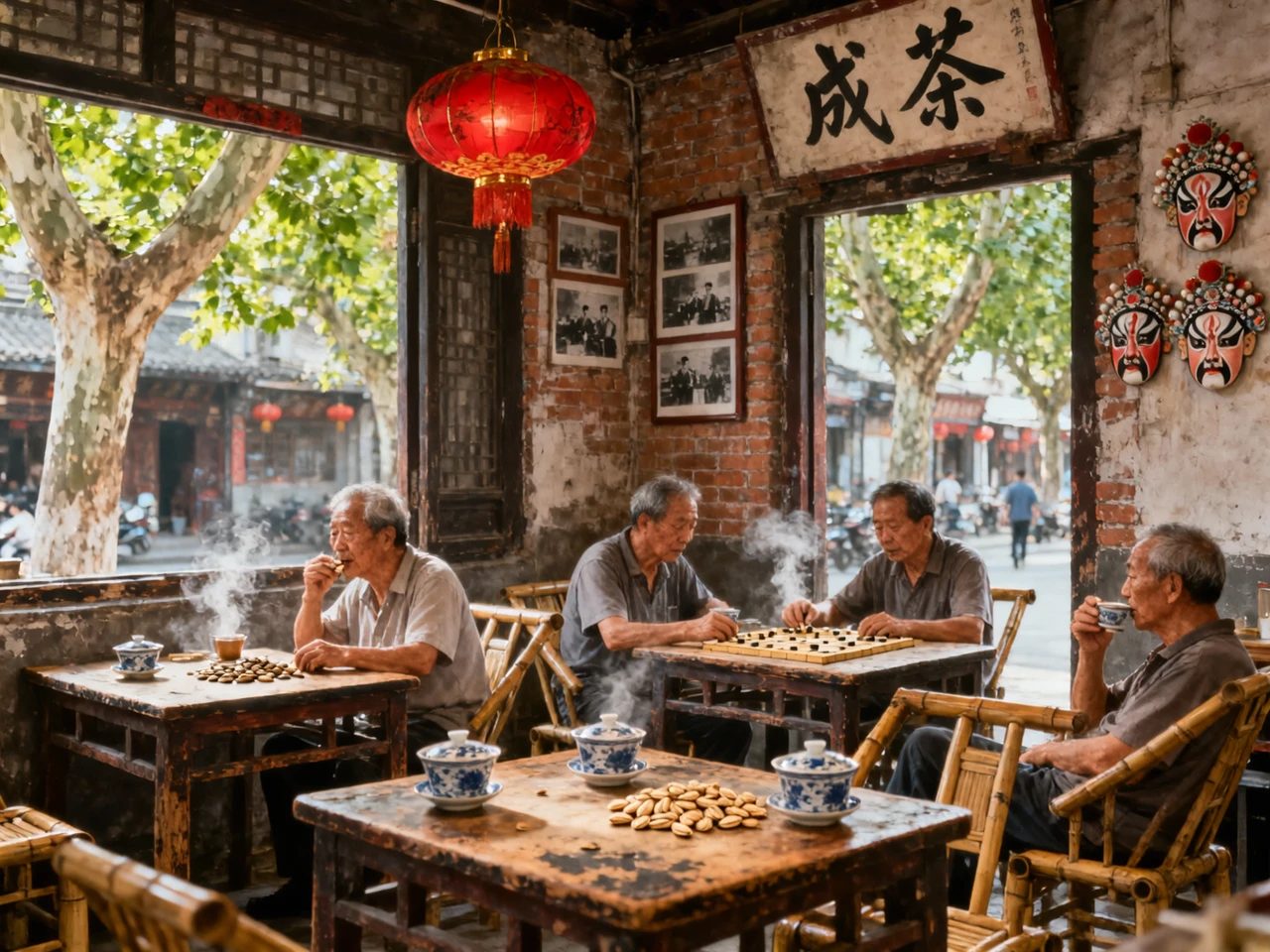 Casa de té y mahjong en Chengdu