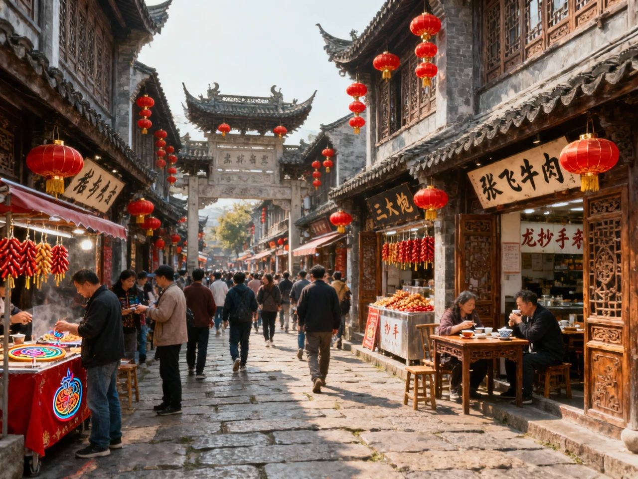Antigua calle Jinli y templo de Wuhou